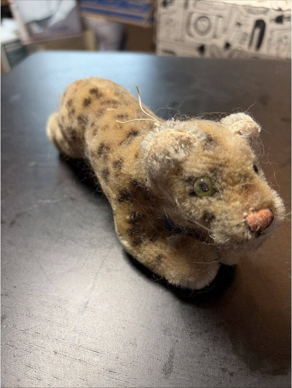 Steiff Leopard Mohair Plush   7 to 8 in.  1950s no ID Vintage